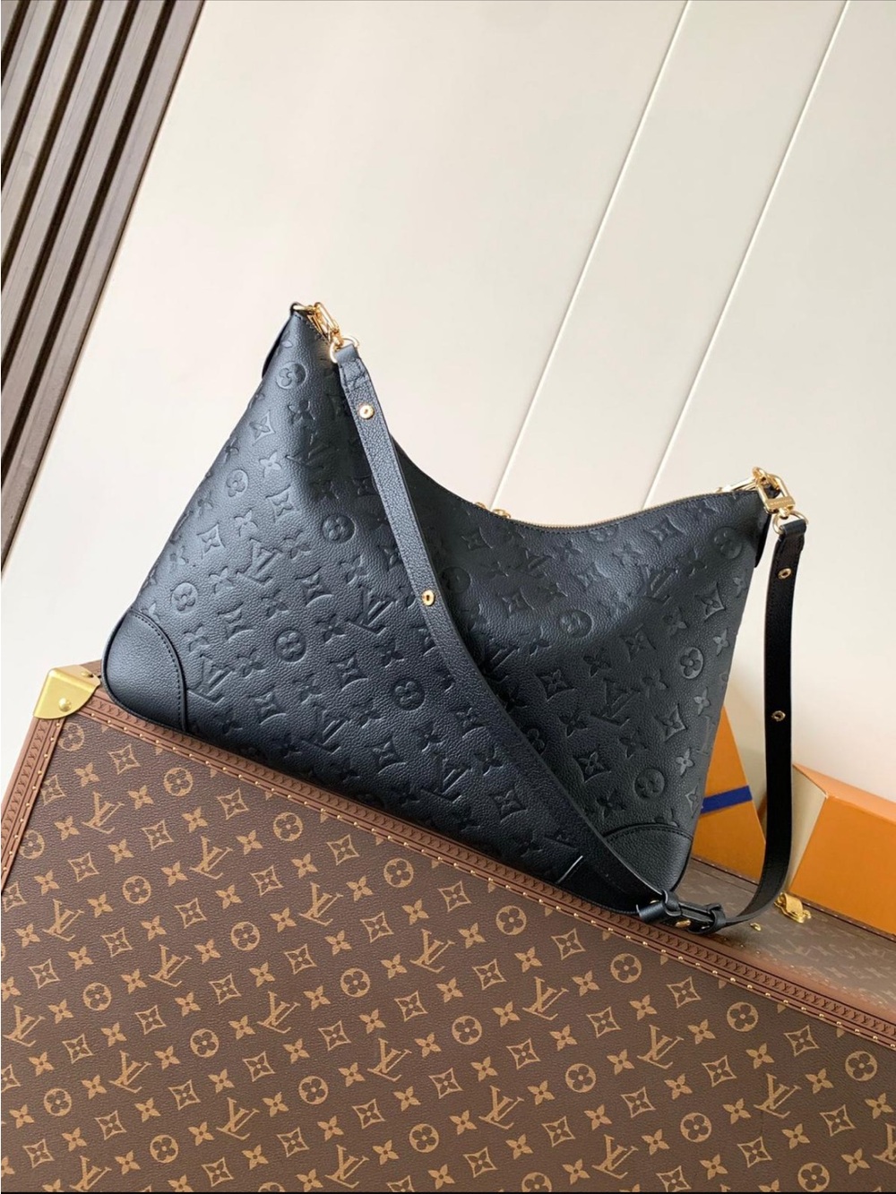 Louis Vuitton Black Monogram Embossed Chain Shoulder Bag - Picture 4 of 7